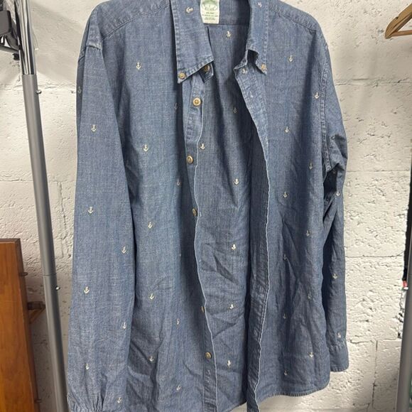 NWOT Brooks Brothers Milano Brand New Denim Button Down - Long Sleeve Mens Large - Picture 1 of 4